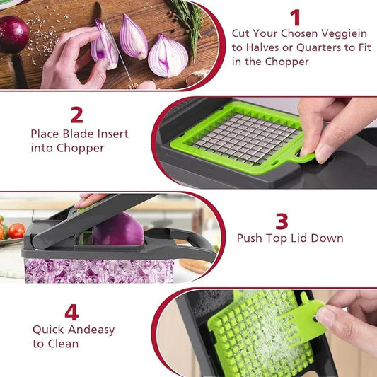 16-in-1 Multi-Function Vegetable Cutter Set β Kitchen Chopper, Slicer & Dicer