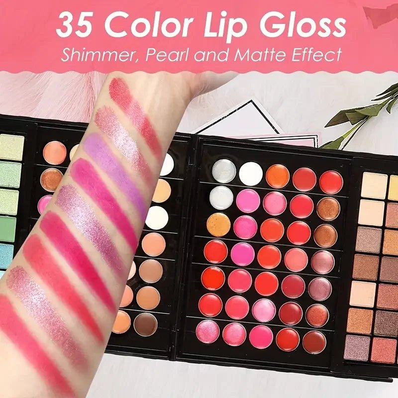 177 Color All - in - One Makeup Kit – Eyeshadow, Blush, Lip Gloss & Concealer Set with Mirror - My Store