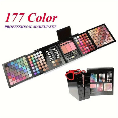 177 Color All - in - One Makeup Kit – Eyeshadow, Blush, Lip Gloss & Concealer Set with Mirror - My Store