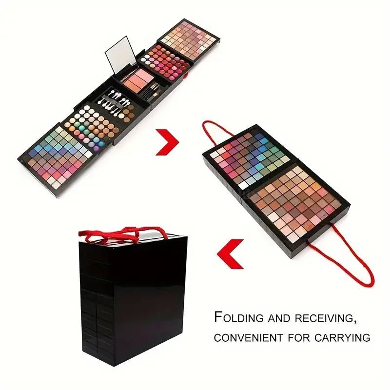 177 Color All - in - One Makeup Kit – Eyeshadow, Blush, Lip Gloss & Concealer Set with Mirror - My Store