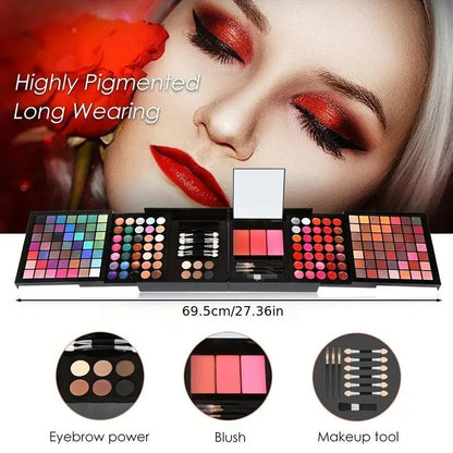 177 Color All - in - One Makeup Kit – Eyeshadow, Blush, Lip Gloss & Concealer Set with Mirror - My Store