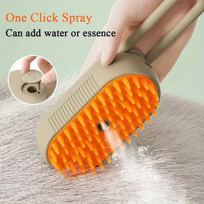 3-in-1 Steam Cat Grooming Brush – Self-Cleaning Pet Hair Remover, Spray Massage & Deshedding Comb
