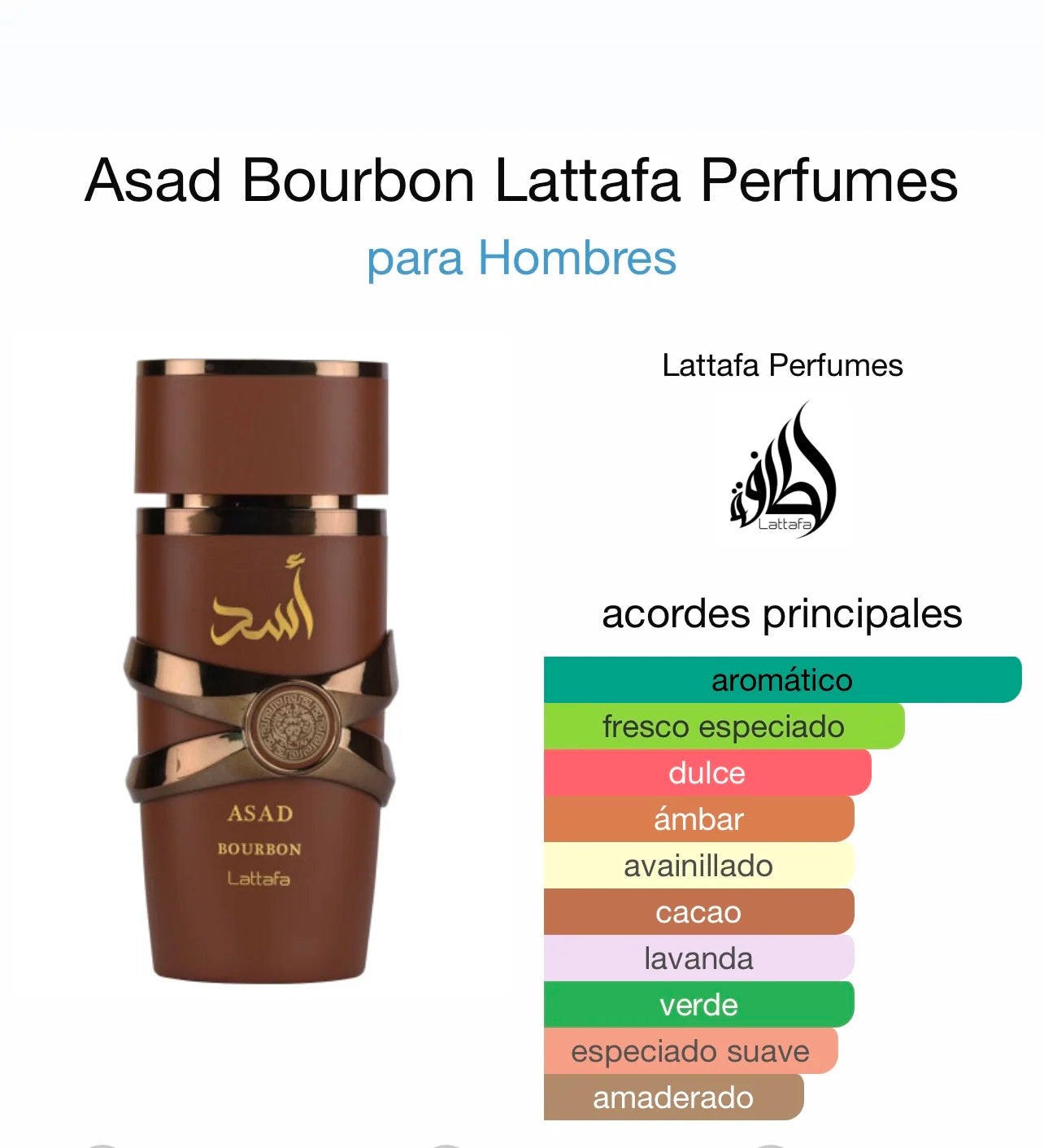 Lattafa Asad Bourbon Men's Perfume 100ml | Oriental Spicy Fragrance with Bourbon Vanilla & Amber