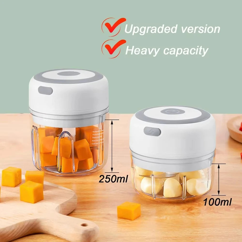 Electric Mini Food Chopper – Garlic, Onion & Vegetable Mincer | USB Rechargeable | 250ML