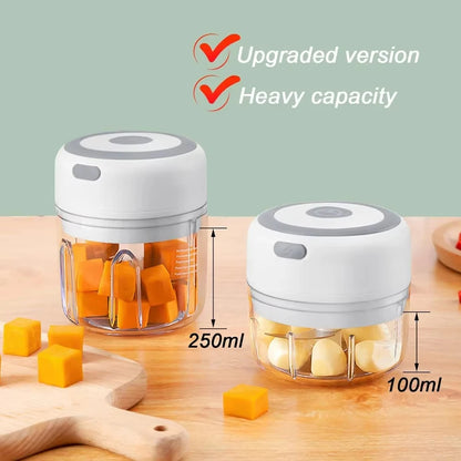 Electric Mini Food Chopper – Garlic, Onion & Vegetable Mincer | USB Rechargeable | 250ML
