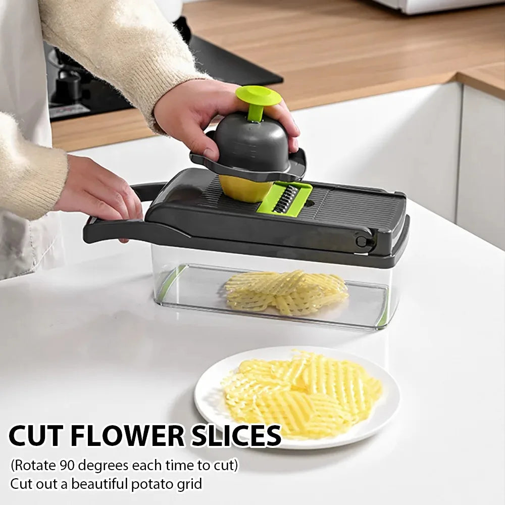 16-in-1 Vegetable Chopper Set | Food Cutter,  Slicer, Dicer, Grater & Peeler for Kitchen Prep