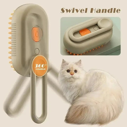 3-in-1 Steam Cat Grooming Brush – Self-Cleaning Pet Hair Remover, Spray Massage & Deshedding Comb