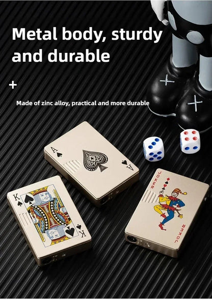 Ace of Spades Playing Card Metal Lighter – Windproof Refillable Butane Pocket Accessory