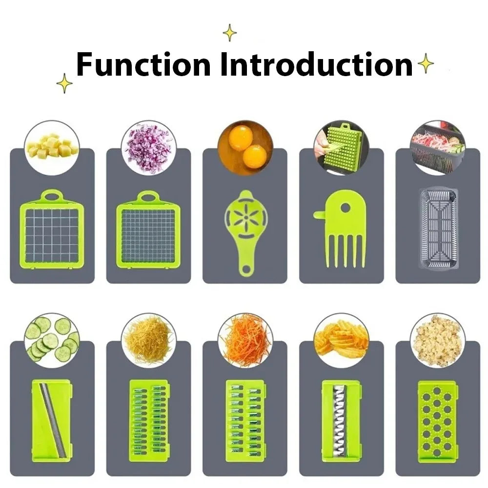 16-in-1 Vegetable Chopper Set | Food Cutter,  Slicer, Dicer, Grater & Peeler for Kitchen Prep