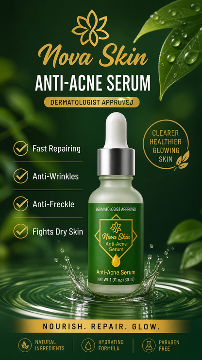 Nova Skin Anti-Acne Serum – Acne Control, Skin Repair & Hydrating Formula (30ml)