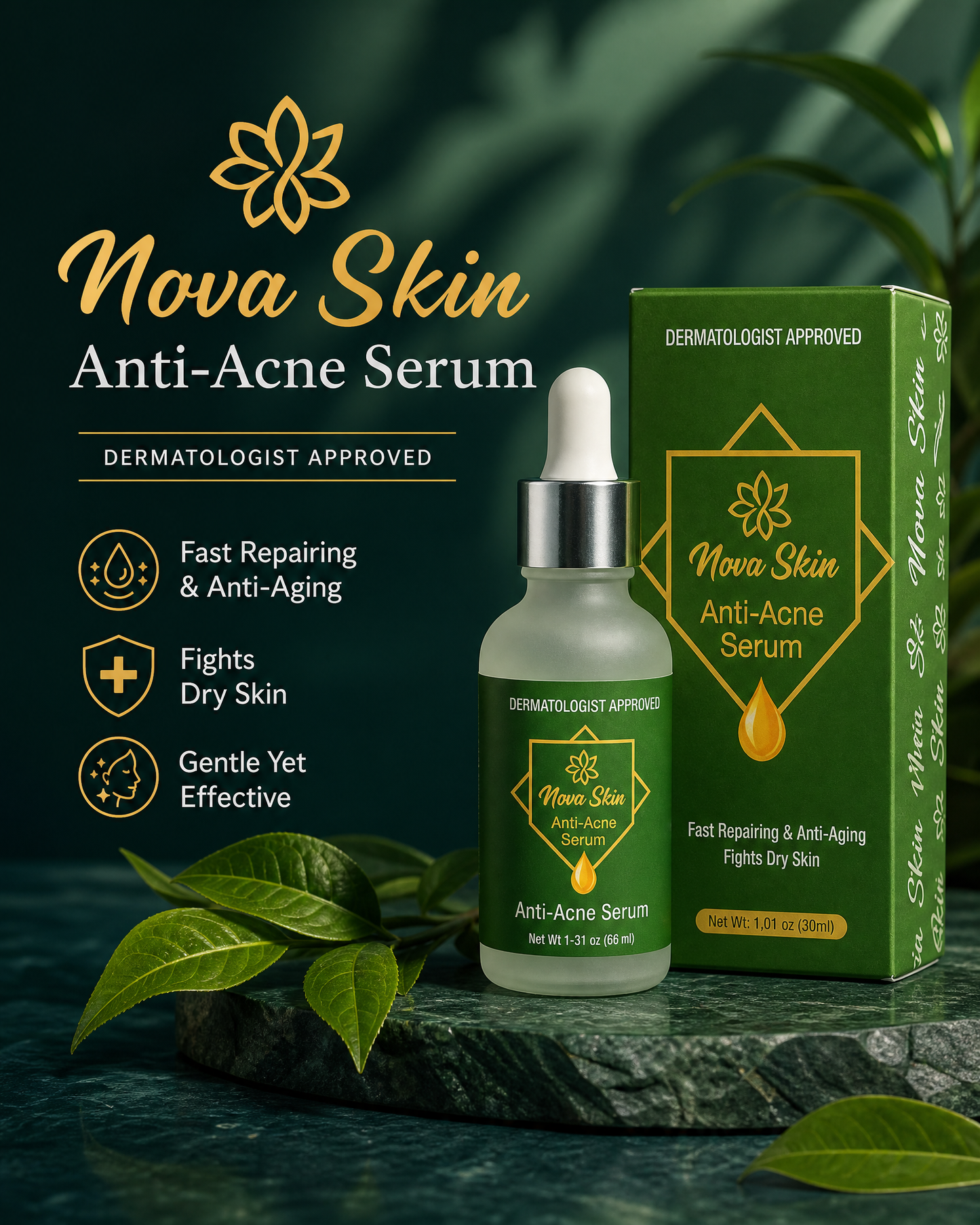 Nova Skin Anti-Acne Serum – Acne Control, Skin Repair & Hydrating Formula (30ml)