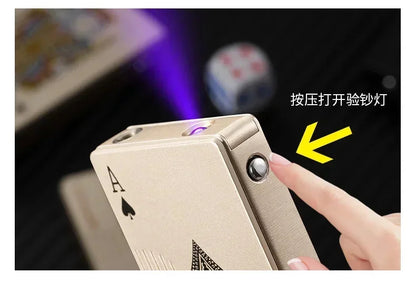 Ace of Spades Playing Card Metal Lighter – Windproof Refillable Butane Pocket Accessory