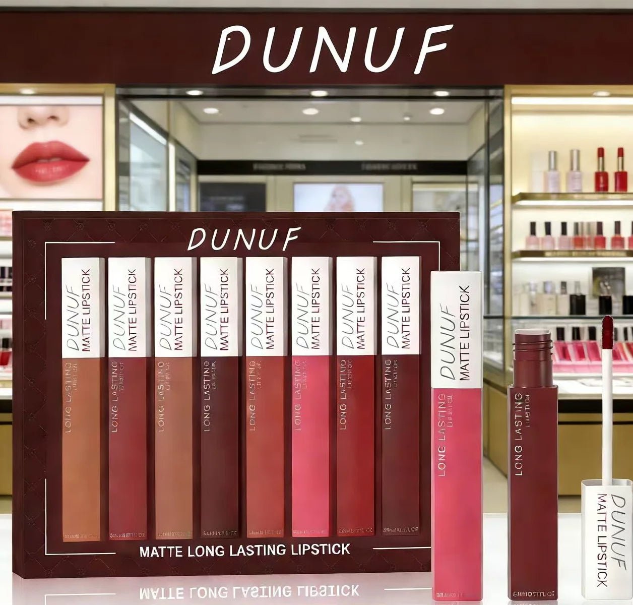 8PCS Matte Lip Gloss Set – Waterproof, Non - Transfer & Long - Lasting Nude Red Lip Stains - My Store