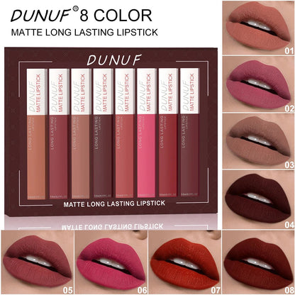 8PCS Matte Lip Gloss Set – Waterproof, Non - Transfer & Long - Lasting Nude Red Lip Stains - My Store