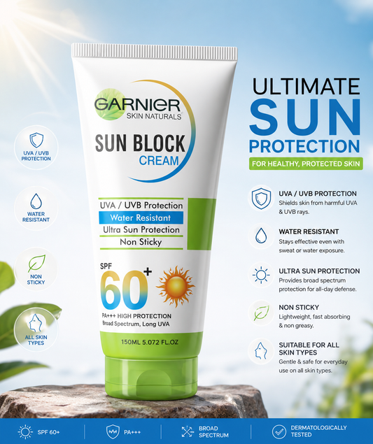 Premium Sunblock Cream SPF 60+ – Water Resistant Daily UV Protection