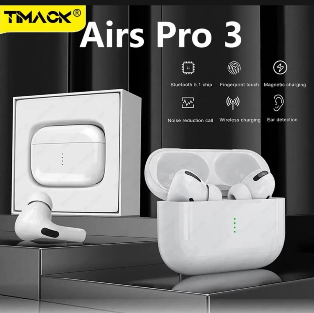 Timack Airs Pro 3 TWS Earbuds - Bluetooth 5.1 Wireless Headphones (White)