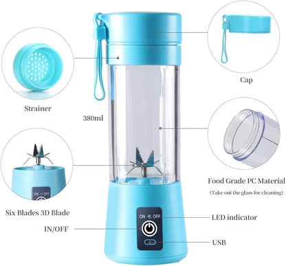 Portable Electric Juicer Blender – USB Rechargeable Compact Smoothie Maker (Blue)