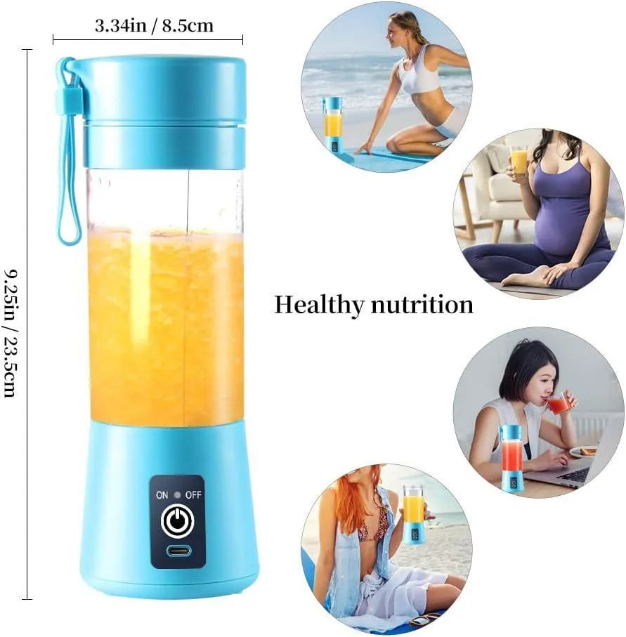 Portable Electric Juicer Blender – USB Rechargeable Compact Smoothie Maker (Blue)