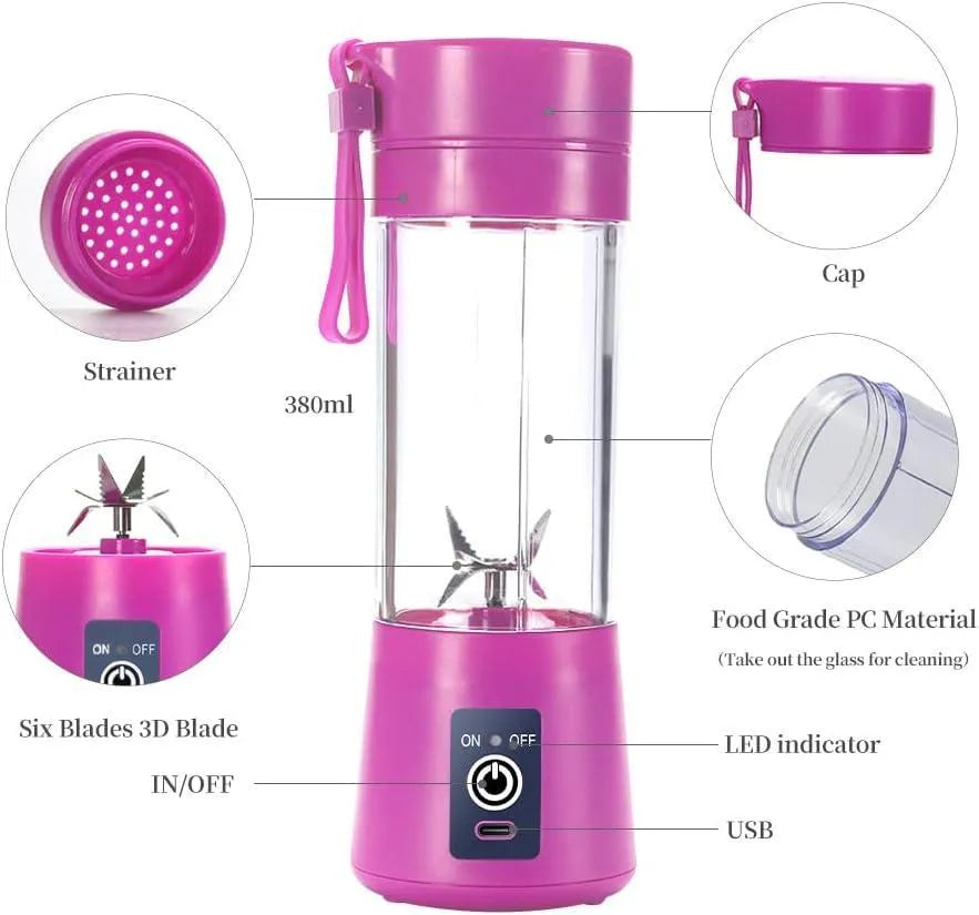 Portable Electric Juicer Blender – USB Rechargeable Compact Smoothie Maker (Blue)
