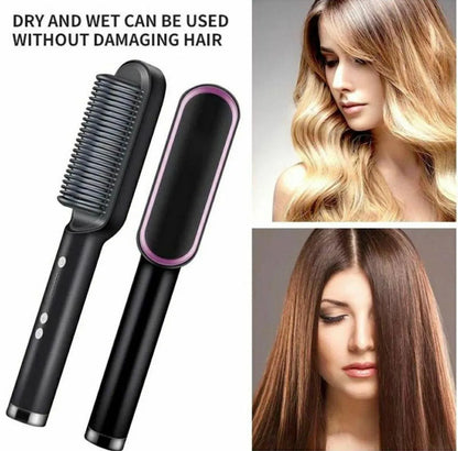 909 Electric Hair Brush Straightener – Fast Heating Anti-Frizz Hair Styling Brush