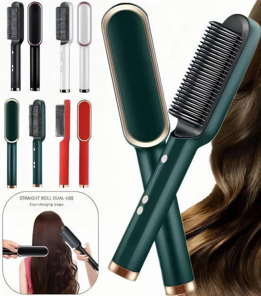 909 Electric Hair Brush Straightener – Fast Heating Anti-Frizz Hair Styling Brush