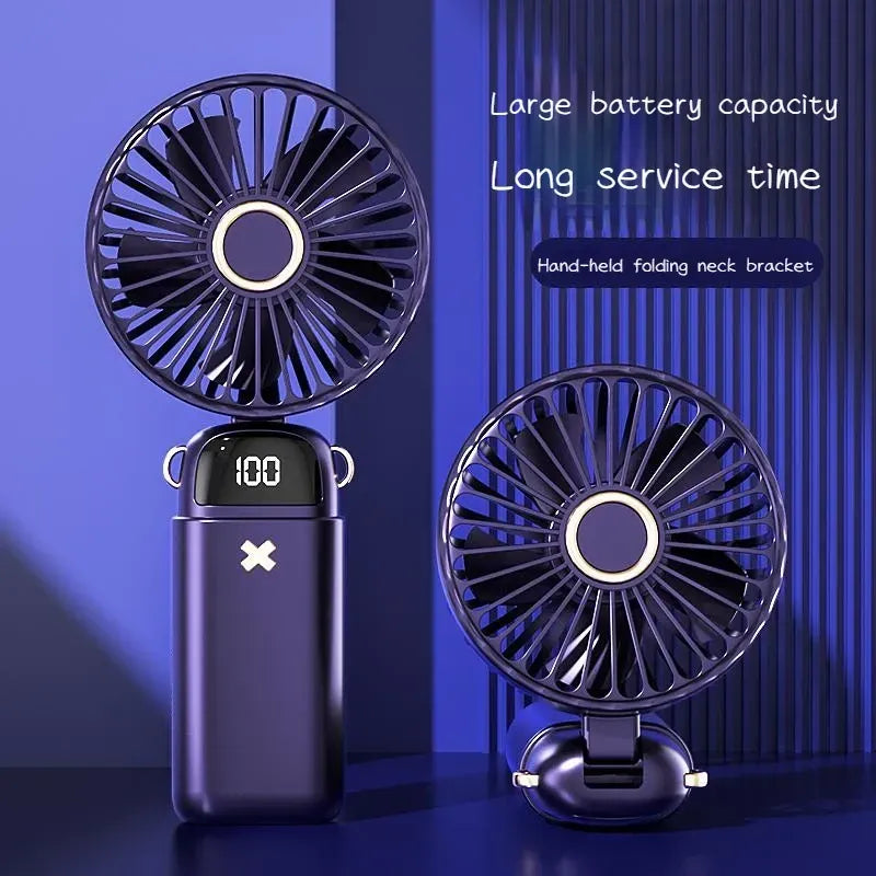 Mini Foldable Neck Fan – Portable Hands-Free Silent Cooling Fan with Adjustable Speeds