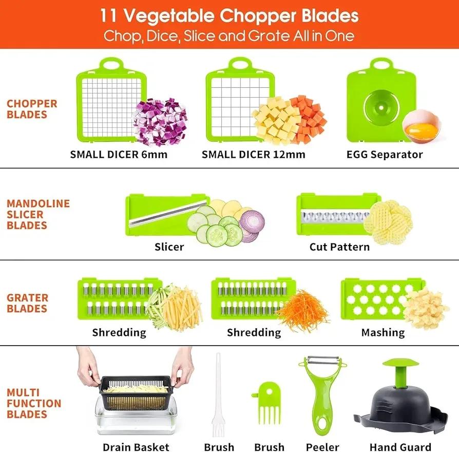 16-in-1 Multi-Function Vegetable Cutter Set – Kitchen Chopper, Slicer & Dicer