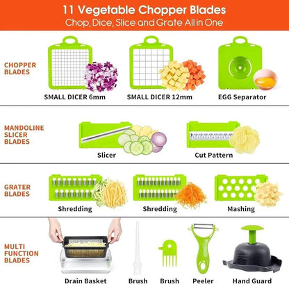 16-in-1 Multi-Function Vegetable Cutter Set – Kitchen Chopper, Slicer & Dicer