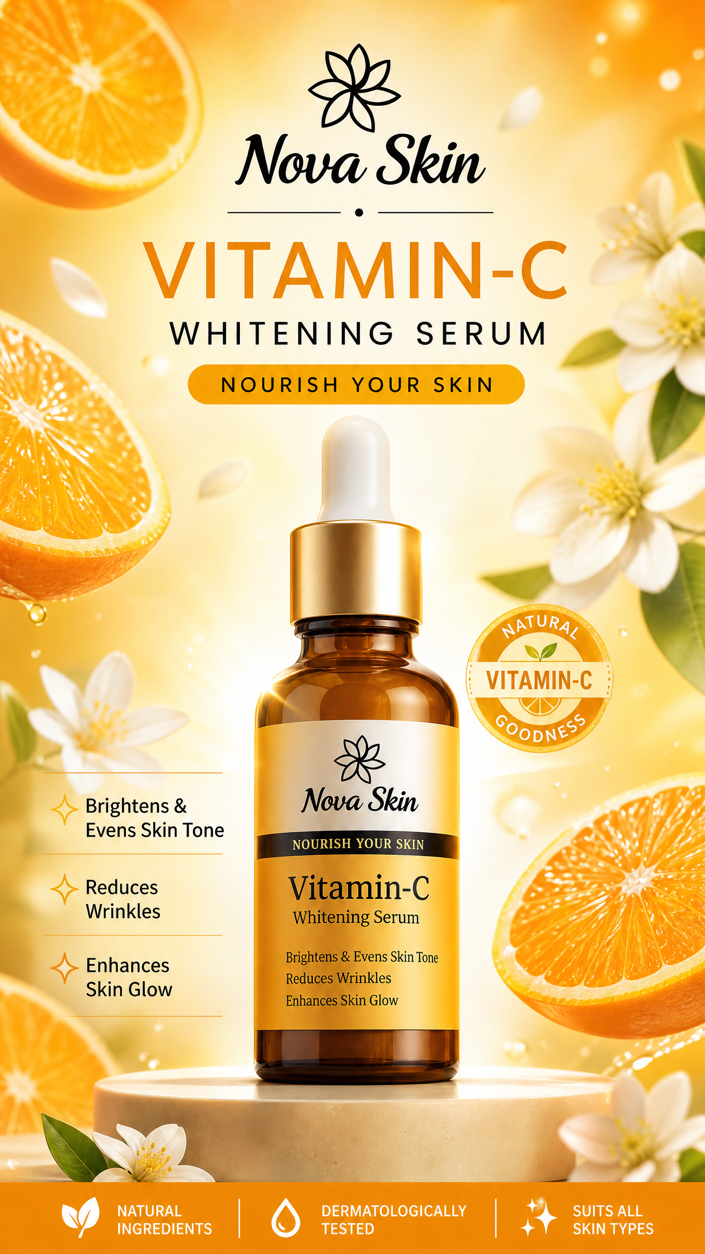 Nova Skin Vitamin-C Whitening Serum – Brightening, Anti-Aging & Skin Glow Formula (30ml)
