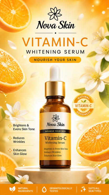 Nova Skin Vitamin-C Whitening Serum – Brightening, Anti-Aging & Skin Glow Formula (30ml)