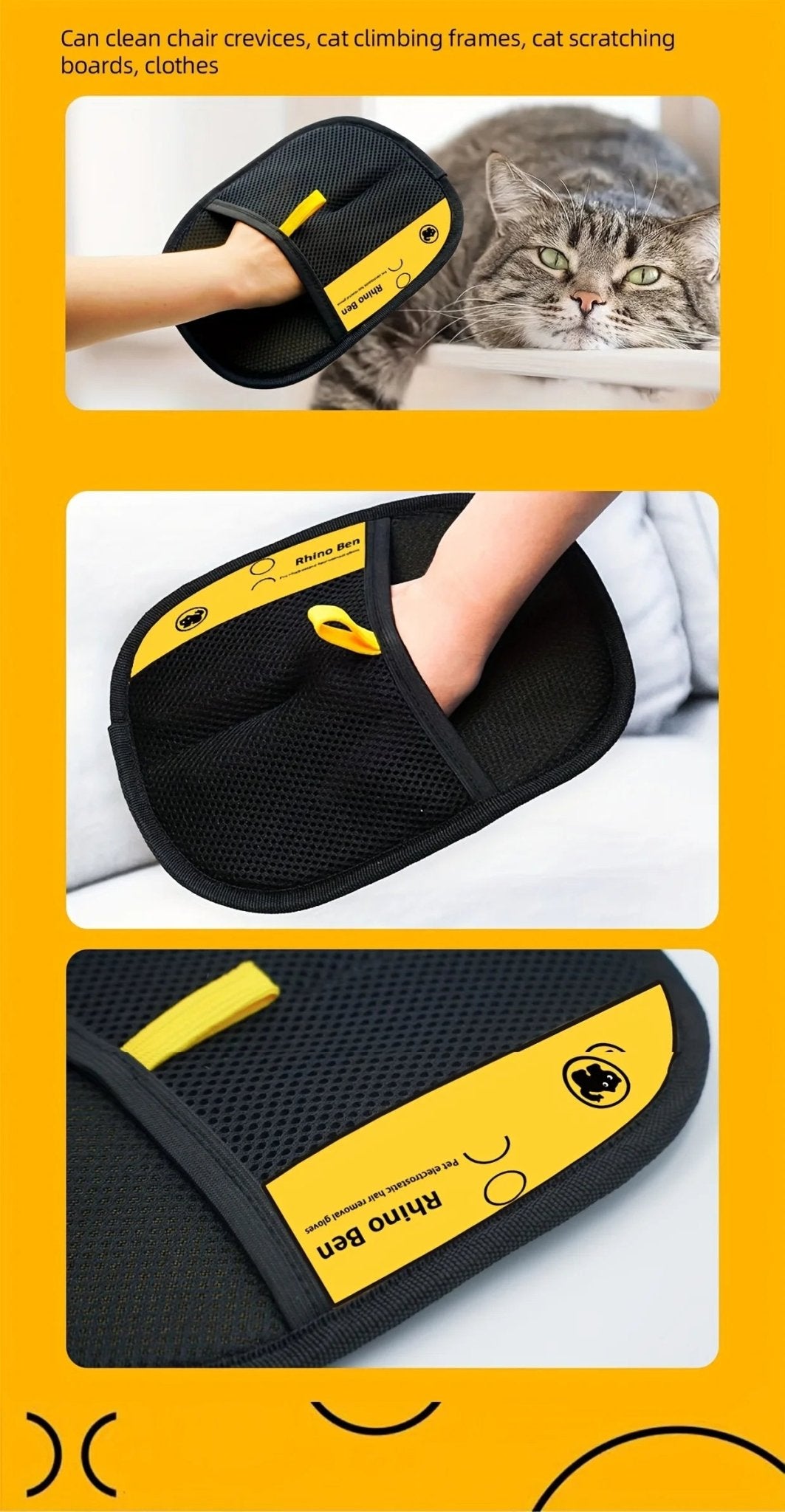 Large Pet Hair Removal Grooming Gloves – Reusable Static Fur Remover for Cats & Dogs - My Store
