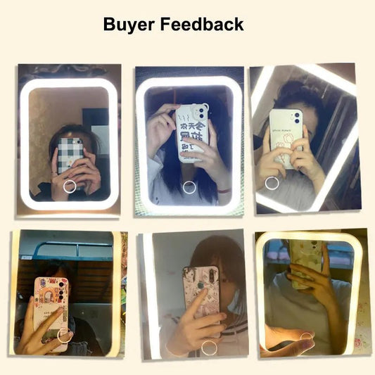 LED Vanity Makeup Mirror – USB Rechargeable Touch Screen Mirror with 3 Light Colors & Adjustable Brightness - My Store