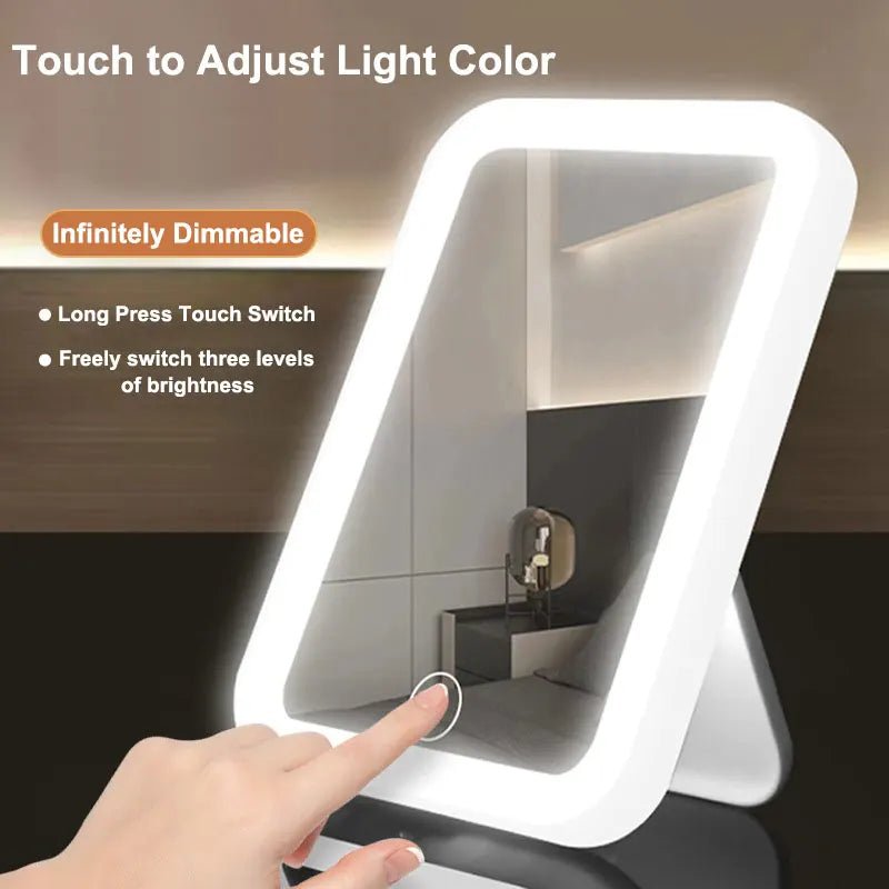 LED Vanity Makeup Mirror – USB Rechargeable Touch Screen Mirror with 3 Light Colors & Adjustable Brightness - My Store