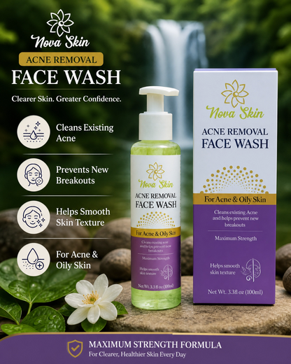 Nova Skin Acne Removal Face Wash for Acne & Oily Skin | Deep Clean Facial Cleanser | Oil Control & Smooth Skin (100ml)
