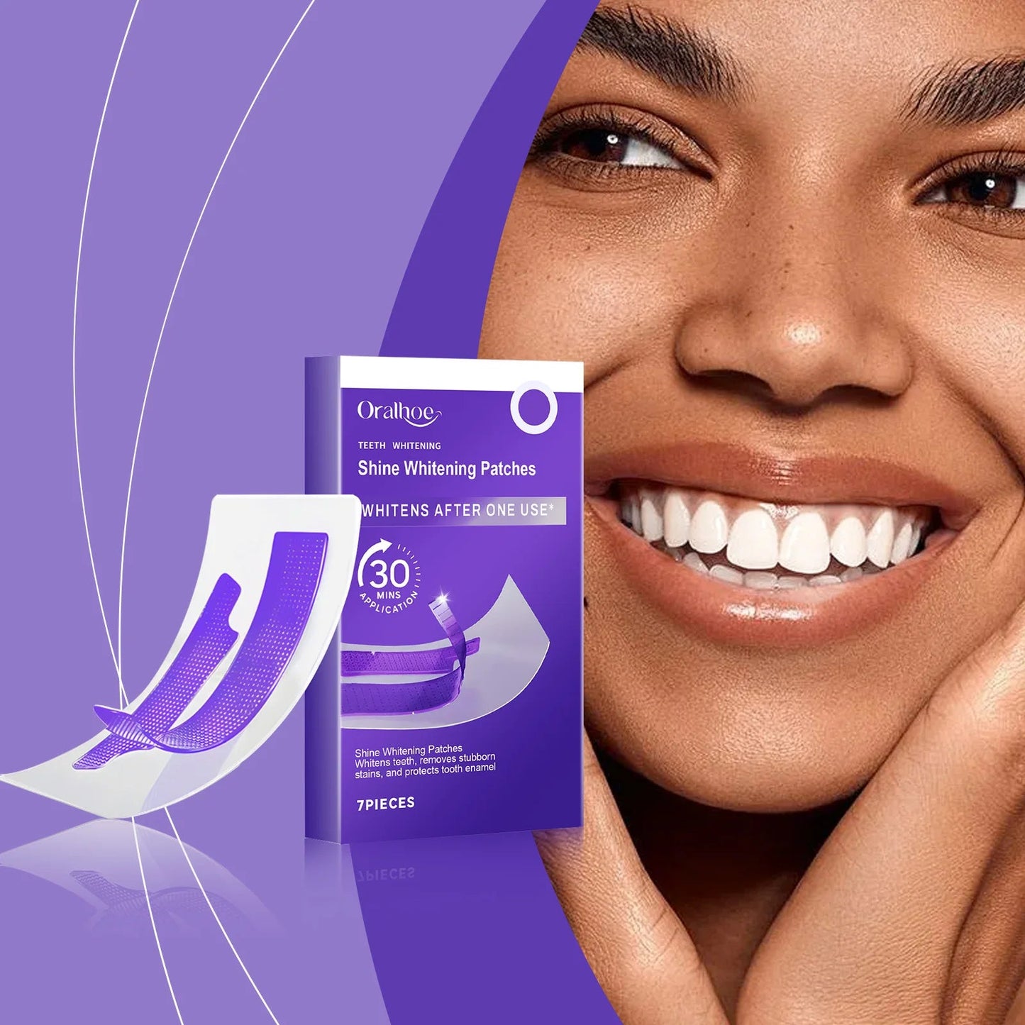 Purple Teeth Whitening Strips Brighten Tooth Remove Plaque Stain Cleaning Oral Hygiene Reduce Sensitivity Bleaching Dental Tools - My Store