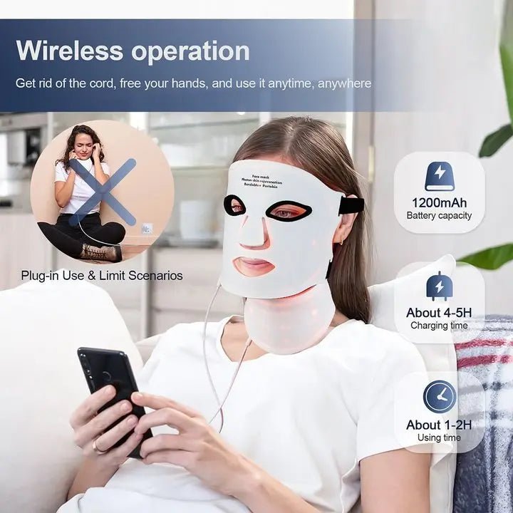 Wireless 7 - Color LED Face & Neck Mask – Photon Light Therapy Beauty Device - My Store