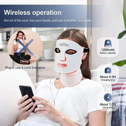Wireless 7 - Color LED Face & Neck Mask – Photon Light Therapy Beauty Device - My Store